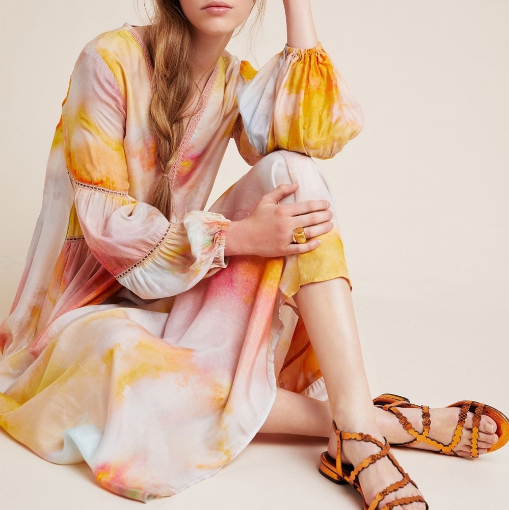 Anthropologie Bl-nk Avalie Tie-Dye Maxi Dress